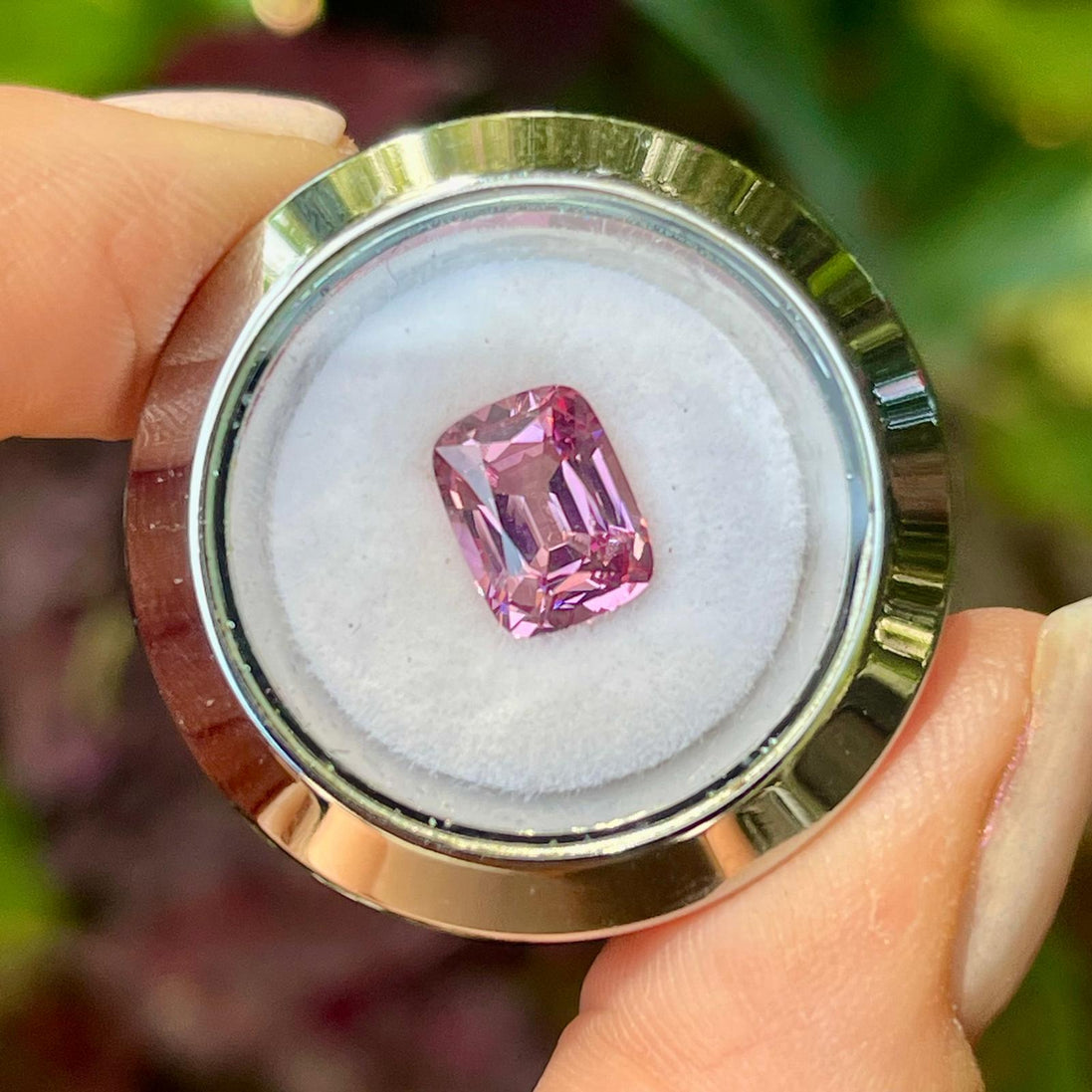 2.67 carat cushion cut rose pink spinel Nicole Winkler Jewellery