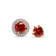 Orange Sapphire Stud Earrings