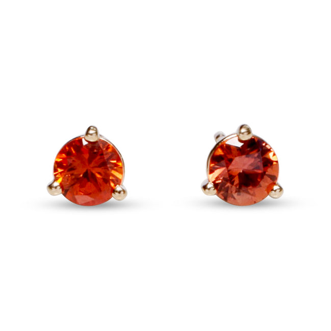 Orange Sapphire Stud Earrings
