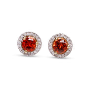 Orange Sapphire Stud Earrings