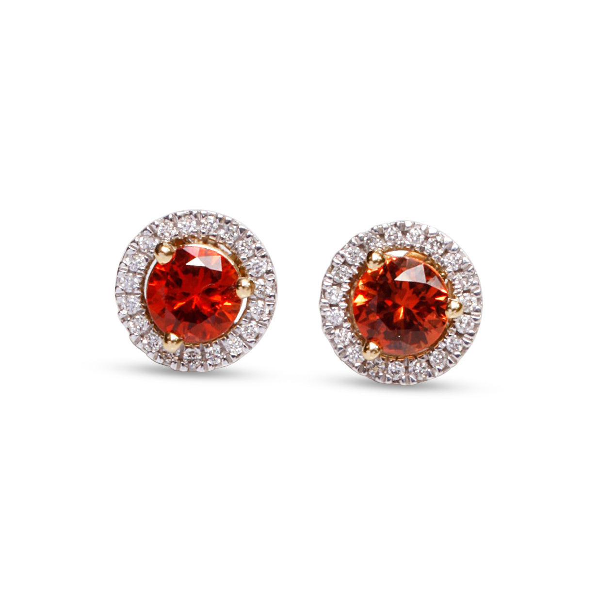 Orange Sapphire Stud Earrings