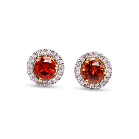 Orange Sapphire Stud Earrings