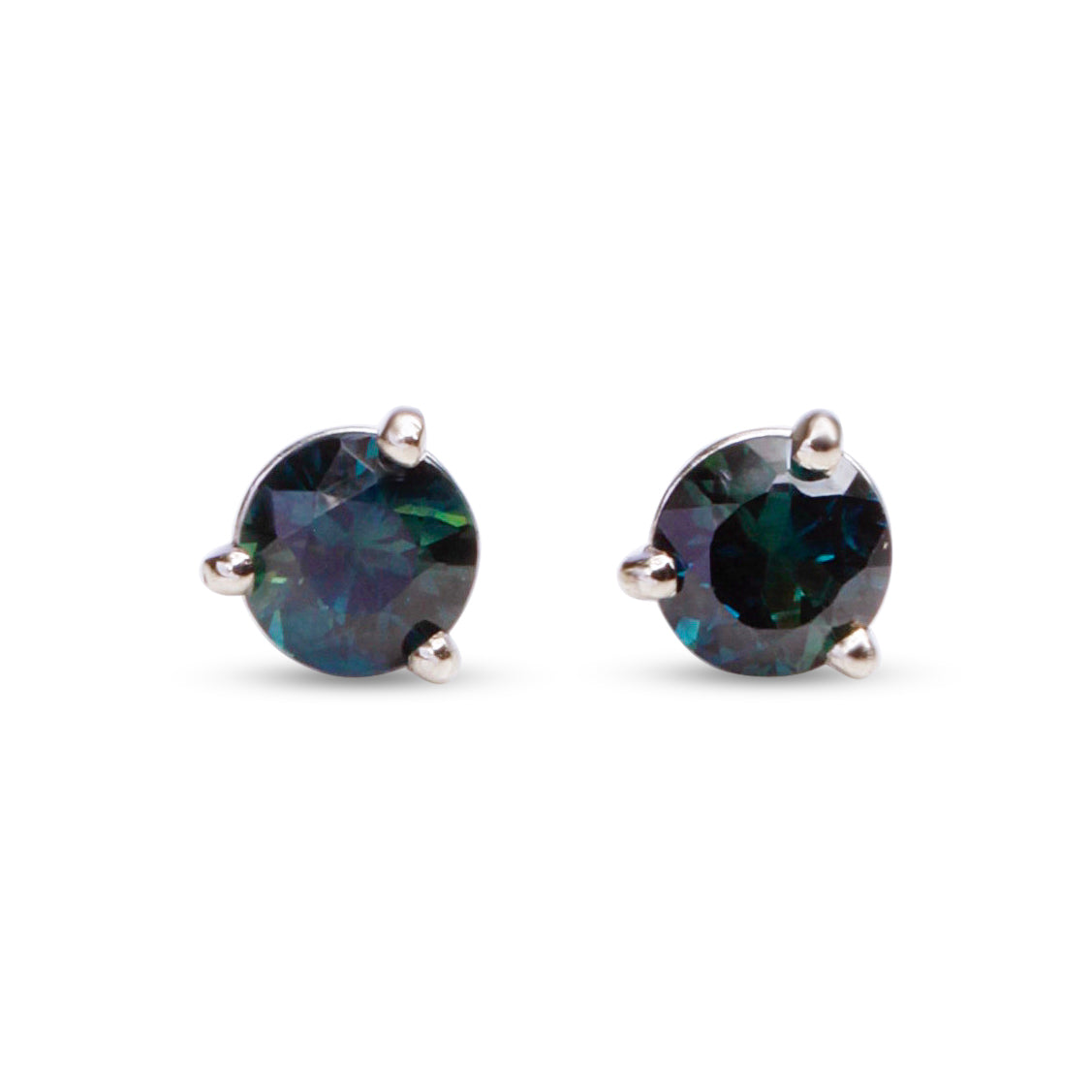 Blue-green Parti Sapphire Stud Earrings
