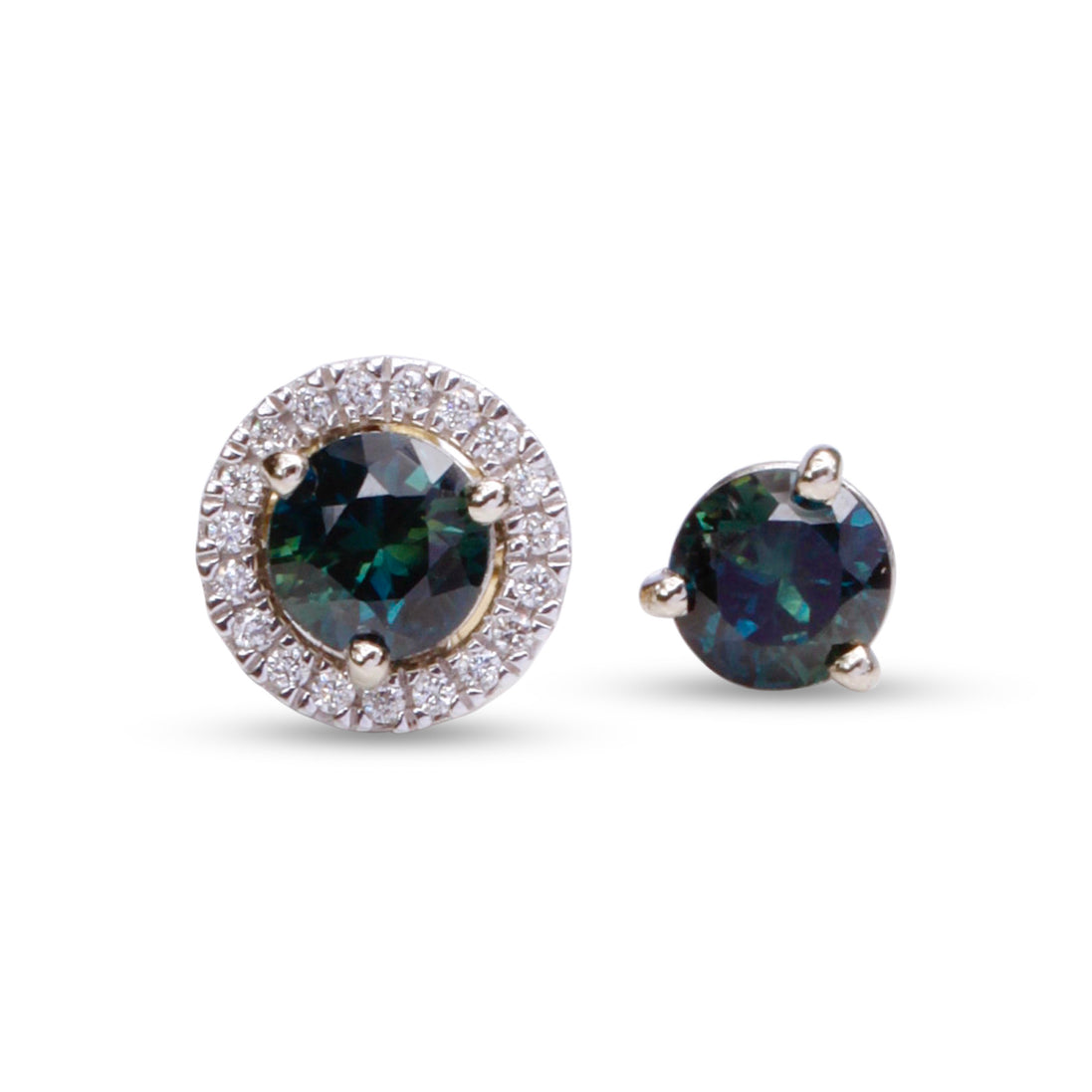 Teal Sapphire Stud Earrings