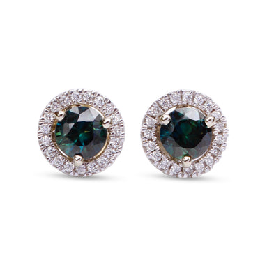 Teal Sapphire Stud Earrings