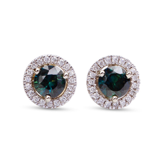 Teal Sapphire Stud Earrings